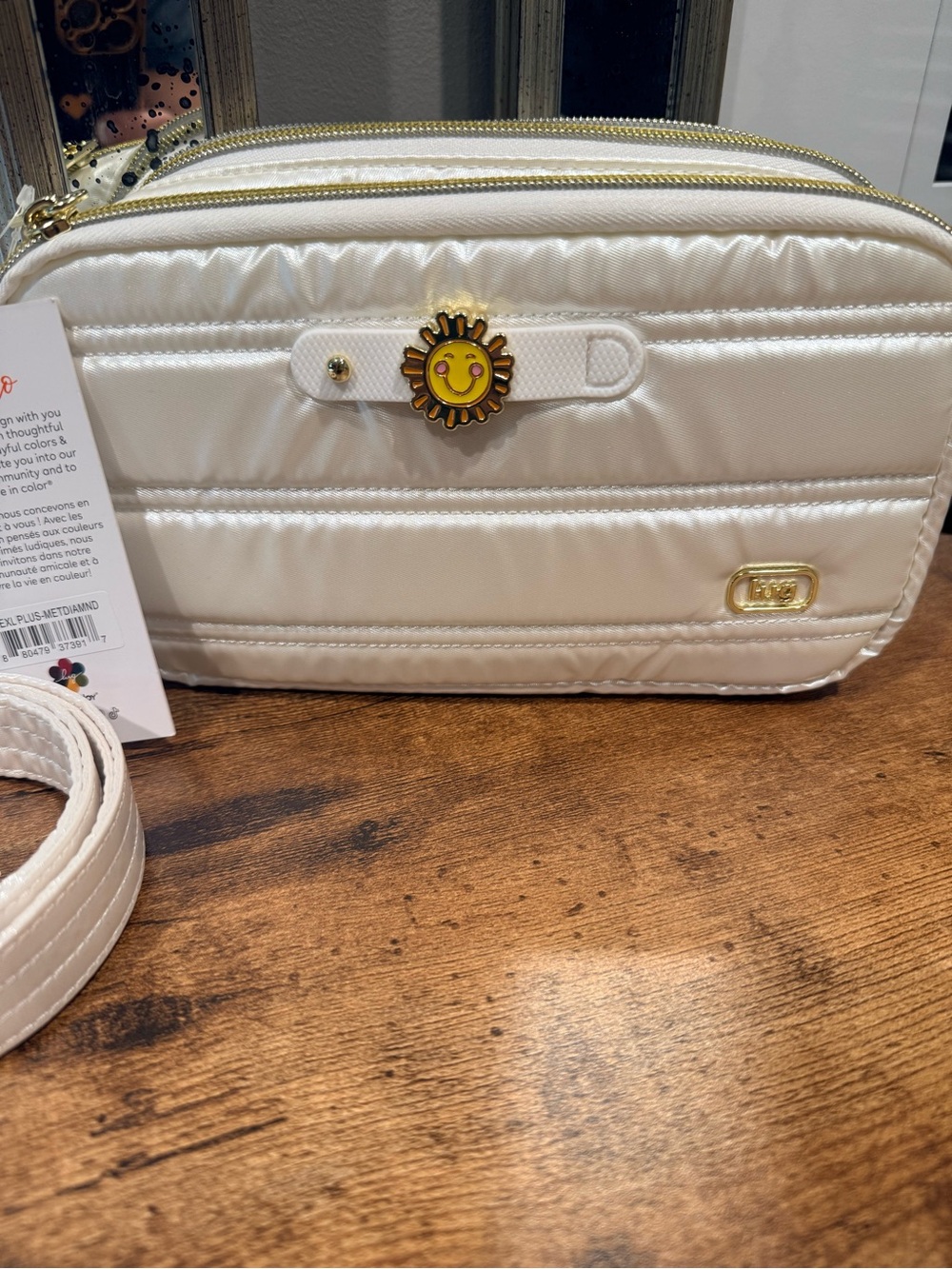 Lug Coupe XL Plus Convertible Crossbody Bag with Charm Bar in Metallic Diamond